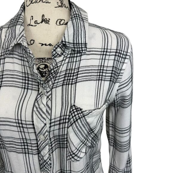 Rails Classic Hunter Black and White Plaid Button Down Soft Shirt, XS - Picture 3 of 10